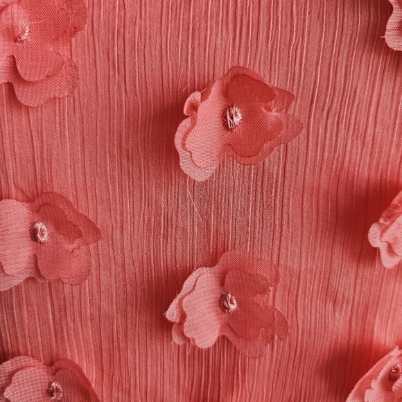 Karl Lagerfeld Paris Solid Floral Coral Applique Shift Sz 4 - Picture 5 of 9